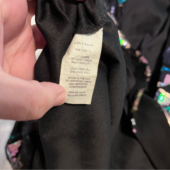 Show Me Your MuMu Black Sequin Mini Dress with Teal & Silver Pattern Sz medium - Picture 4 of 4